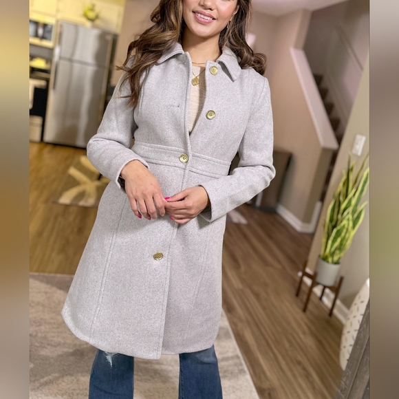 J. Crew Silver Gray Lady Day Coat Wool-blend Pea-coat Button Closure Jacket - Picture 2 of 12
